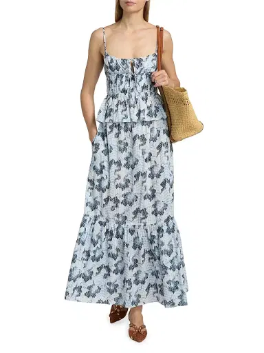 Ulla Johnson Women's Olina Printed Cotton A-Line Maxi Skirt - Ciel | Thumbnail 2 Ulla Johnson Women's Olina Printed Cotton A-Line Maxi Skirt - Ciel | Thumbnail 2