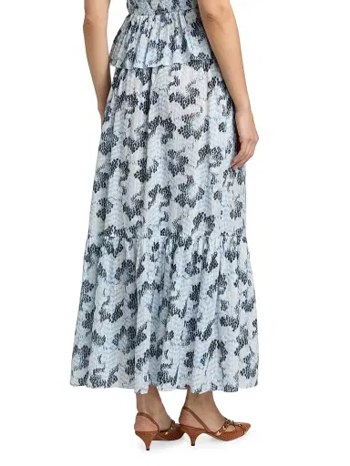 Ulla Johnson Women's Olina Printed Cotton A-Line Maxi Skirt - Ciel | Thumbnail 5 Ulla Johnson Women's Olina Printed Cotton A-Line Maxi Skirt - Ciel | Thumbnail 5