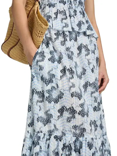 Ulla Johnson Women's Olina Printed Cotton A-Line Maxi Skirt - Ciel | Thumbnail 6 Ulla Johnson Women's Olina Printed Cotton A-Line Maxi Skirt - Ciel | Thumbnail 6