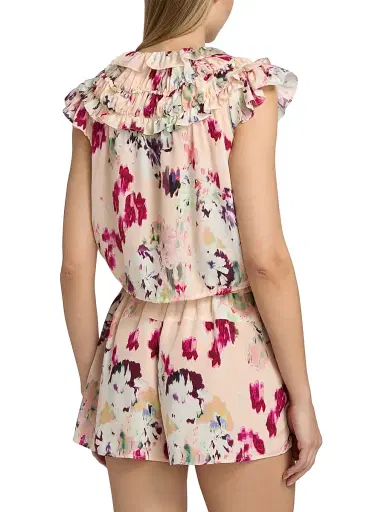 Ulla Johnson Women's Eleonore Ruffled Floral Silk Tieneck Top - Summer Garden | Thumbnail 5 Ulla Johnson Women's Eleonore Ruffled Floral Silk Tieneck Top - Summer Garden | Thumbnail 5