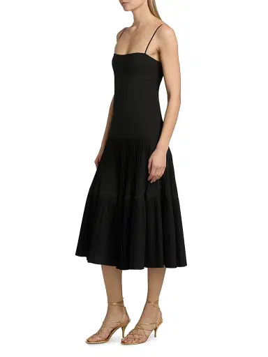 Ulla Johnson Women's Matilda Pleated Wool-Blend Midi-Dress - Noir | Thumbnail 4 Ulla Johnson Women's Matilda Pleated Wool-Blend Midi-Dress - Noir | Thumbnail 4