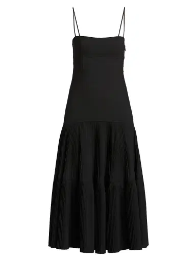 Ulla Johnson Women's Matilda Pleated Wool-Blend Midi-Dress - Noir | Thumbnail 1 Ulla Johnson Women's Matilda Pleated Wool-Blend Midi-Dress - Noir | Thumbnail 1