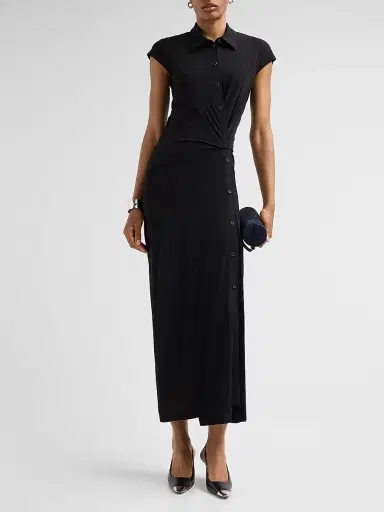 Helmut Lang Women's Twisted Front Jersey A-Line Maxi Dress - Black | Thumbnail 2 Helmut Lang Women's Twisted Front Jersey A-Line Maxi Dress - Black | Thumbnail 2