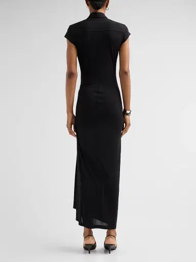Helmut Lang Women's Twisted Front Jersey A-Line Maxi Dress - Black | Thumbnail 3 Helmut Lang Women's Twisted Front Jersey A-Line Maxi Dress - Black | Thumbnail 3