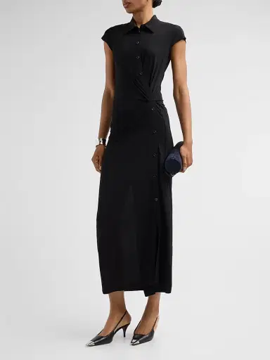 Helmut Lang Women's Twisted Front Jersey A-Line Maxi Dress - Black | Thumbnail 4 Helmut Lang Women's Twisted Front Jersey A-Line Maxi Dress - Black | Thumbnail 4