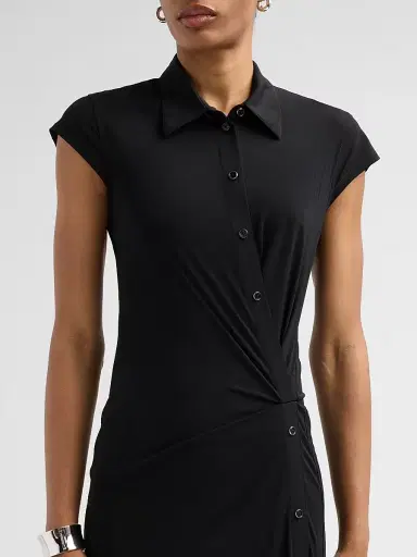 Helmut Lang Women's Twisted Front Jersey A-Line Maxi Dress - Black | Thumbnail 5 Helmut Lang Women's Twisted Front Jersey A-Line Maxi Dress - Black | Thumbnail 5