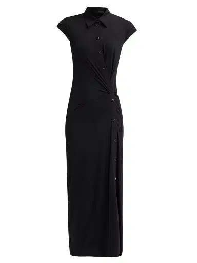 Helmut Lang Women's Twisted Front Jersey A-Line Maxi Dress - Black | Thumbnail 1 Helmut Lang Women's Twisted Front Jersey A-Line Maxi Dress - Black | Thumbnail 1