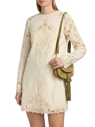 Ulla Johnson Women's Camie Floral Lace Linen Minidress - Ivory - Size 12 | Thumbnail 3 Ulla Johnson Women's Camie Floral Lace Linen Minidress - Ivory - Size 12 | Thumbnail 3
