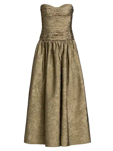 Ulla Johnson Women's Lumina Ruched Strapless Dress - Light Gold - Size 12 | Thumbnail 1 Ulla Johnson Women's Lumina Ruched Strapless Dress - Light Gold - Size 12 | Thumbnail 1