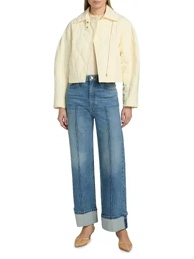 Ulla Johnson Women's Leonie Quilted Suede Jacket - Butter - Size Large | Thumbnail 2 Ulla Johnson Women's Leonie Quilted Suede Jacket - Butter - Size Large | Thumbnail 2