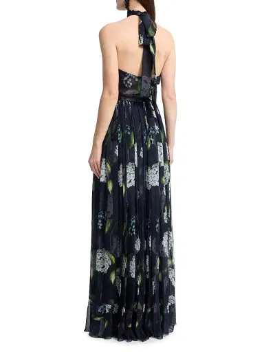 Oscar de la Renta Women's Metallic Lace Illusion Cape Gown - Denim Navy | Thumbnail 5 Oscar de la Renta Women's Metallic Lace Illusion Cape Gown - Denim Navy | Thumbnail 5
