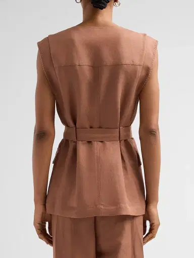 Kobi Halperin Women's Beckett Linen-Blend Vest - Cacao - Size XL | Thumbnail 3 Kobi Halperin Women's Beckett Linen-Blend Vest - Cacao - Size XL | Thumbnail 3