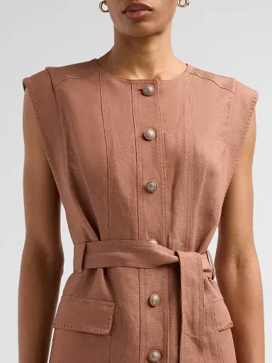 Kobi Halperin Women's Beckett Linen-Blend Vest - Cacao - Size XL | Thumbnail 5 Kobi Halperin Women's Beckett Linen-Blend Vest - Cacao - Size XL | Thumbnail 5