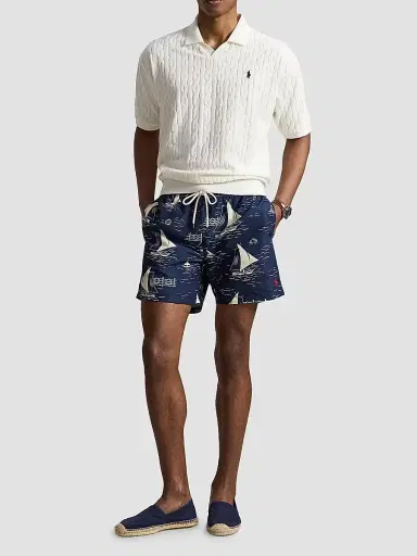 Polo Ralph Lauren Men's Cable-Knit Terry Collared Shirt - Deckwash White | Thumbnail 2 Polo Ralph Lauren Men's Cable-Knit Terry Collared Shirt - Deckwash White | Thumbnail 2