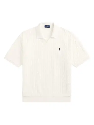 Polo Ralph Lauren Men's Cable-Knit Terry Collared Shirt - Deckwash White | Thumbnail 1 Polo Ralph Lauren Men's Cable-Knit Terry Collared Shirt - Deckwash White | Thumbnail 1