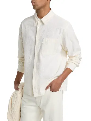 FRAME Men's Textured Cotton Shirt - Off White | Thumbnail 4 FRAME Men's Textured Cotton Shirt - Off White | Thumbnail 4