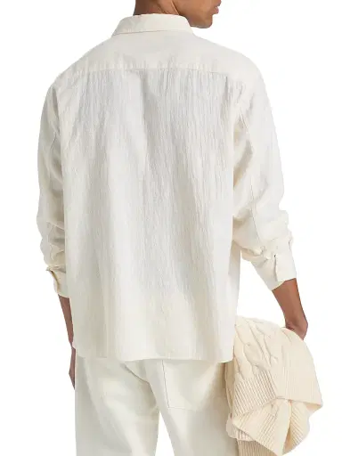 FRAME Men's Textured Cotton Shirt - Off White | Thumbnail 5 FRAME Men's Textured Cotton Shirt - Off White | Thumbnail 5