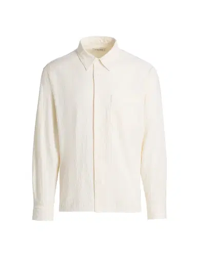 FRAME Men's Textured Cotton Shirt - Off White | Thumbnail 1 FRAME Men's Textured Cotton Shirt - Off White | Thumbnail 1