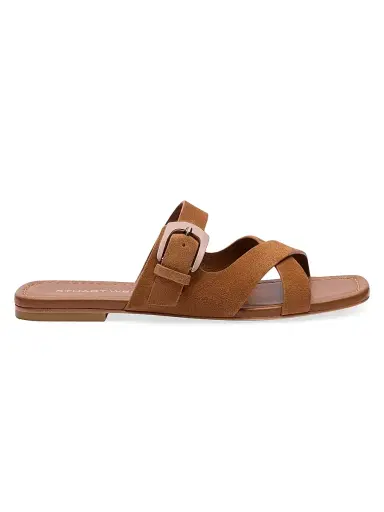Stuart Weitzman Women's Sai Suede Slide Sandals - Doe | Thumbnail 1 Stuart Weitzman Women's Sai Suede Slide Sandals - Doe | Thumbnail 1