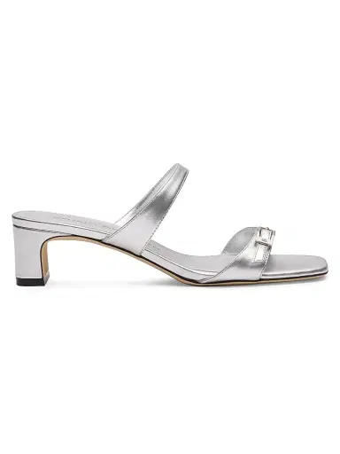 Stuart Weitzman Women's Baby Babette Leather Sandals - Silver - Size 9.5 | Thumbnail 1 Stuart Weitzman Women's Baby Babette Leather Sandals - Silver - Size 9.5 | Thumbnail 1