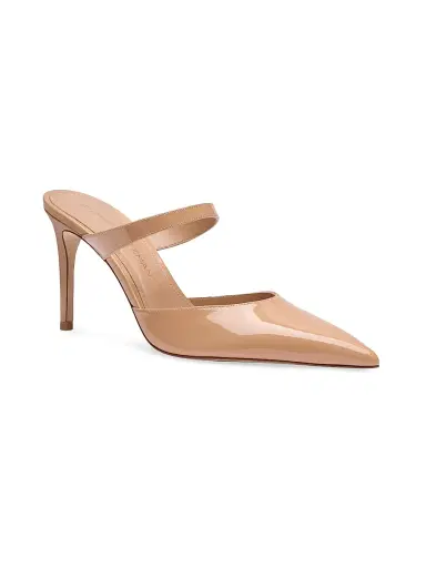 Stuart Weitzman Women's Stuart Power 85MM Patent Leather Stiletto Mules | Thumbnail 2 Stuart Weitzman Women's Stuart Power 85MM Patent Leather Stiletto Mules | Thumbnail 2