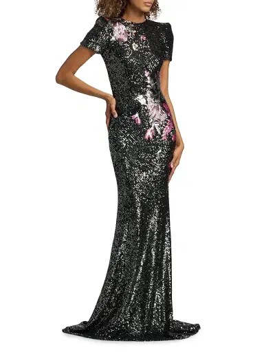 Naeem Khan Women's Floral-Sequined Mermaid Gown - Gunmetal Multi | Thumbnail 2 Naeem Khan Women's Floral-Sequined Mermaid Gown - Gunmetal Multi | Thumbnail 2