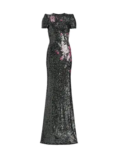 Naeem Khan Women's Floral-Sequined Mermaid Gown - Gunmetal Multi | Thumbnail 1 Naeem Khan Women's Floral-Sequined Mermaid Gown - Gunmetal Multi | Thumbnail 1