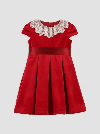 Luli & Me Little Girl's Satin Lace-Trimmed Dress - Red - Size 4 | Thumbnail 2 Luli & Me Little Girl's Satin Lace-Trimmed Dress - Red - Size 4 | Thumbnail 2