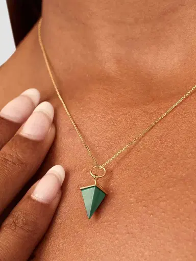 Oradina Women's Prism Point Pendant Charm in 14K Yellow Gold - Green Malachite Gold | Thumbnail 2 Oradina Women's Prism Point Pendant Charm in 14K Yellow Gold - Green Malachite Gold | Thumbnail 2