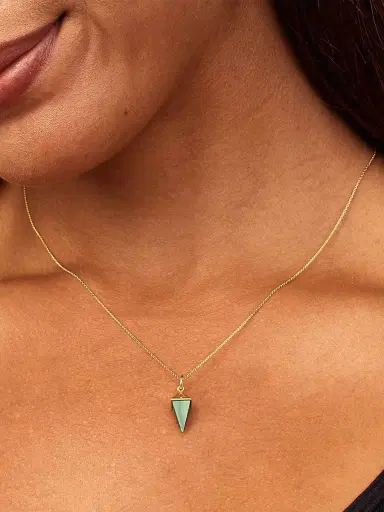 Oradina Women's Prism Point Pendant Charm in 14K Yellow Gold - Green Malachite Gold | Thumbnail 3 Oradina Women's Prism Point Pendant Charm in 14K Yellow Gold - Green Malachite Gold | Thumbnail 3