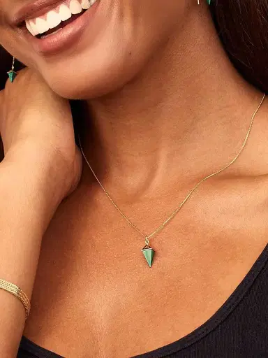 Oradina Women's Prism Point Pendant Charm in 14K Yellow Gold - Green Malachite Gold | Thumbnail 4 Oradina Women's Prism Point Pendant Charm in 14K Yellow Gold - Green Malachite Gold | Thumbnail 4
