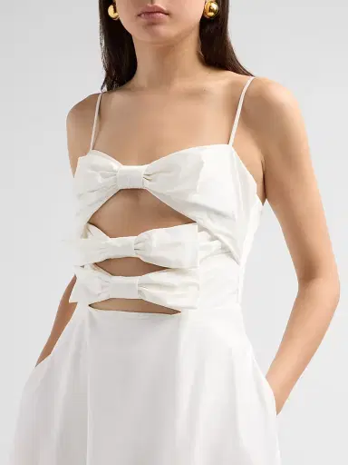 As It May Women's Ariaelle Cotton-Blend Bow Midi-Dress - | Thumbnail 5 As It May Women's Ariaelle Cotton-Blend Bow Midi-Dress - | Thumbnail 5