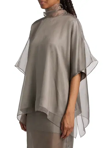 Brandon Maxwell Women's The Cali Silk Organza Blouse | Thumbnail 4 Brandon Maxwell Women's The Cali Silk Organza Blouse | Thumbnail 4