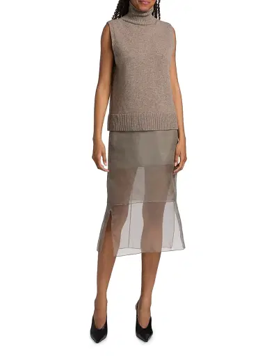 Brandon Maxwell Women's The Brett Silk Pencil Skirt - Smoke - Size 8 | Thumbnail 2 Brandon Maxwell Women's The Brett Silk Pencil Skirt - Smoke - Size 8 | Thumbnail 2