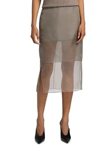 Brandon Maxwell Women's The Brett Silk Pencil Skirt - Smoke - Size 8 | Thumbnail 3 Brandon Maxwell Women's The Brett Silk Pencil Skirt - Smoke - Size 8 | Thumbnail 3