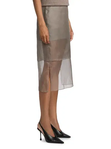Brandon Maxwell Women's The Brett Silk Pencil Skirt - Smoke - Size 8 | Thumbnail 4 Brandon Maxwell Women's The Brett Silk Pencil Skirt - Smoke - Size 8 | Thumbnail 4