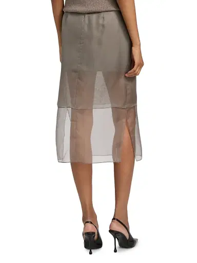 Brandon Maxwell Women's The Brett Silk Pencil Skirt - Smoke - Size 8 | Thumbnail 5 Brandon Maxwell Women's The Brett Silk Pencil Skirt - Smoke - Size 8 | Thumbnail 5
