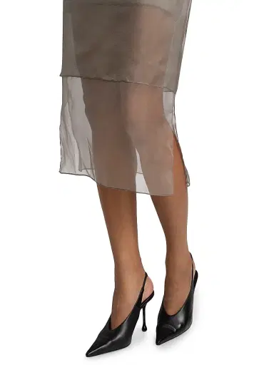 Brandon Maxwell Women's The Brett Silk Pencil Skirt - Smoke - Size 8 | Thumbnail 6 Brandon Maxwell Women's The Brett Silk Pencil Skirt - Smoke - Size 8 | Thumbnail 6