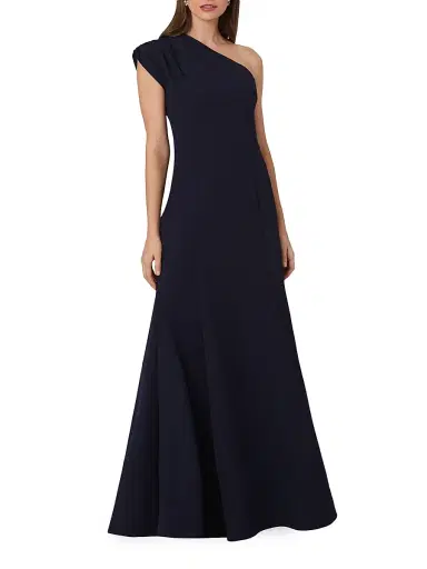 Shoshanna Women's Carley Stretch-Crepe One-Shoulder Gown - Navy | Thumbnail 2 Shoshanna Women's Carley Stretch-Crepe One-Shoulder Gown - Navy | Thumbnail 2