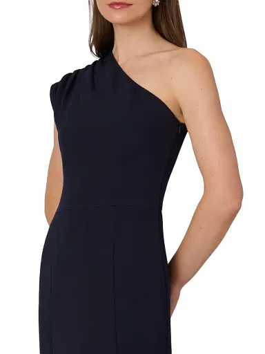 Shoshanna Women's Carley Stretch-Crepe One-Shoulder Gown - Navy | Thumbnail 4 Shoshanna Women's Carley Stretch-Crepe One-Shoulder Gown - Navy | Thumbnail 4