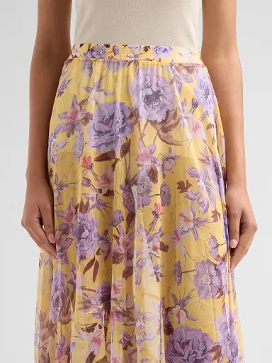 PatBo Women's Peony-Print Chiffon Maxi Skirt - Yellow | Thumbnail 5 PatBo Women's Peony-Print Chiffon Maxi Skirt - Yellow | Thumbnail 5