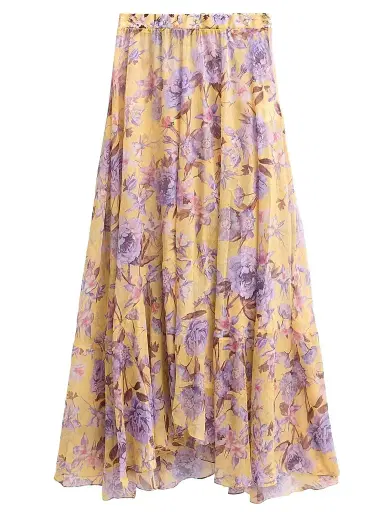 PatBo Women's Peony-Print Chiffon Maxi Skirt - Yellow | Thumbnail 1 PatBo Women's Peony-Print Chiffon Maxi Skirt - Yellow | Thumbnail 1