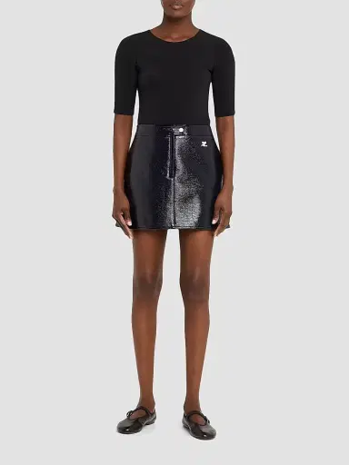 Courrèges Women's Reedition Vinyl A-Line Miniskirt - Navy | Thumbnail 2 Courrèges Women's Reedition Vinyl A-Line Miniskirt - Navy | Thumbnail 2