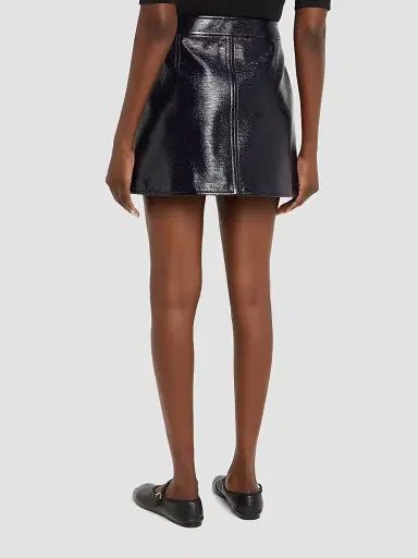 Courrèges Women's Reedition Vinyl A-Line Miniskirt - Navy | Thumbnail 3 Courrèges Women's Reedition Vinyl A-Line Miniskirt - Navy | Thumbnail 3