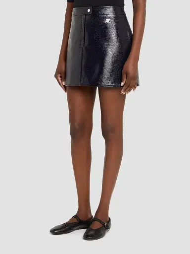 Courrèges Women's Reedition Vinyl A-Line Miniskirt - Navy | Thumbnail 4 Courrèges Women's Reedition Vinyl A-Line Miniskirt - Navy | Thumbnail 4
