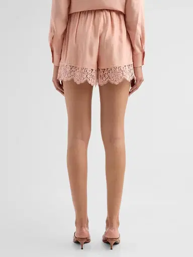 Stella McCartney Women's Lace-Trim Silk Shorts - Soft Rose - Size 10 | Thumbnail 3 Stella McCartney Women's Lace-Trim Silk Shorts - Soft Rose - Size 10 | Thumbnail 3