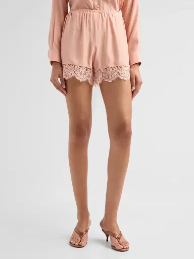 Stella McCartney Women's Lace-Trim Silk Shorts - Soft Rose - Size 10 | Thumbnail 4 Stella McCartney Women's Lace-Trim Silk Shorts - Soft Rose - Size 10 | Thumbnail 4