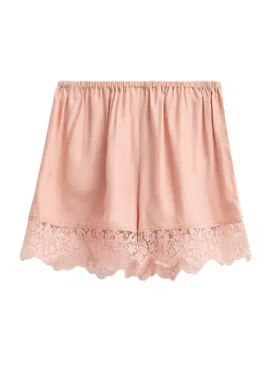 Stella McCartney Women's Lace-Trim Silk Shorts - Soft Rose - Size 10 | Thumbnail 1 Stella McCartney Women's Lace-Trim Silk Shorts - Soft Rose - Size 10 | Thumbnail 1