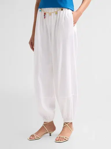 Stella McCartney Women's Cotton Balloon Pants - White - Size 10 | Thumbnail 4 Stella McCartney Women's Cotton Balloon Pants - White - Size 10 | Thumbnail 4