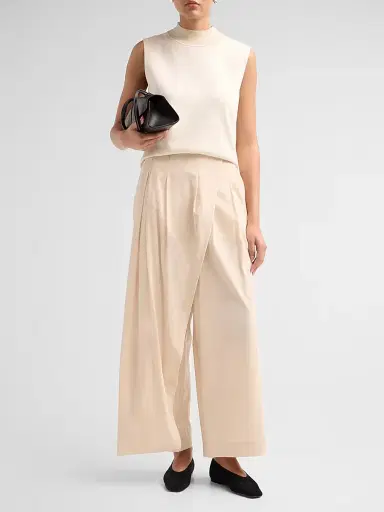 Issey Miyake Women's Looped Pleated Pants - Egg Beige - Size Medium | Thumbnail 2 Issey Miyake Women's Looped Pleated Pants - Egg Beige - Size Medium | Thumbnail 2